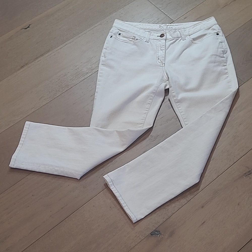 Boden Jeans Women's sz 8L White Straight Leg Mid Rise Denim Jeans